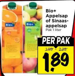 Vomar Voordeelmarkt Bio+ Appelsap of Sinaasappelsap aanbieding
