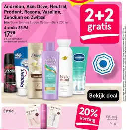 Etos Andrélon, Axe, Dove, Neutral, Prodent, Rexona, Vaseline, Zendium en Zwitsal' aanbieding