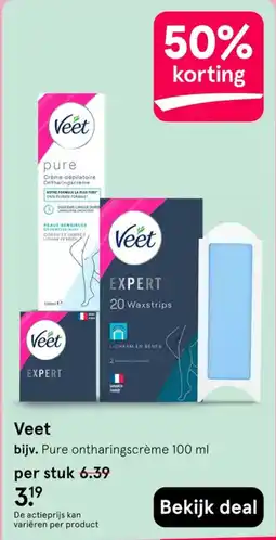 Etos Veet pure ontharingscrème 100 ml aanbieding