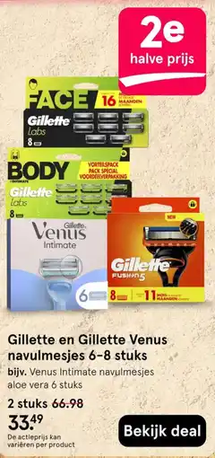 Etos Gillette en Gillette Venus navulmesjes aanbieding