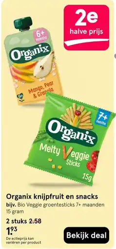 Etos Organix knijpfruit en snacks aanbieding