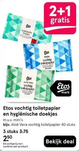 Etos Etos vochtig toiletpapier en hygiënische doekjes aanbieding
