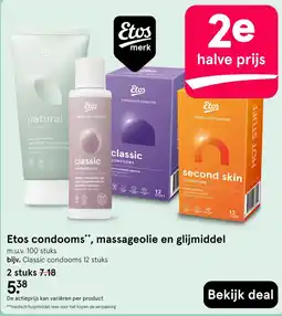 Etos Etos condooms, massageolie en glijmiddel aanbieding