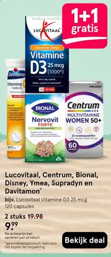Etos Lucovitaal, Centrum, Bional, Disney, Ymea, Supradyn en Davitamon aanbieding