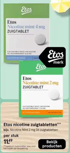 Etos Etos Nicotine mint 2 mg zuigtabletten aanbieding