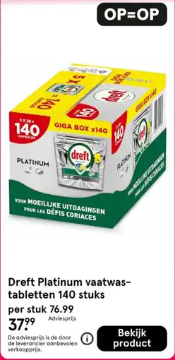 Etos Dreft Platinum vaatwas-tabletten aanbieding