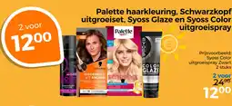 Trekpleister Palette haarkleuring, schwarzkopf uitgroeiset, syoss glaze en syoss color uitgroeispray aanbieding