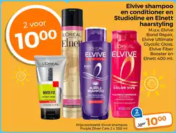 Trekpleister Elvive shampoo en conditioner en studioline en elnett haarstyling aanbieding