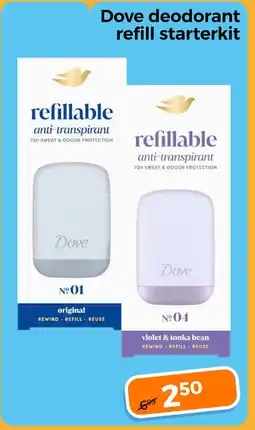 Trekpleister Dove deodorant refill starterkit aanbieding