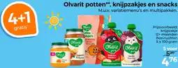 Trekpleister Olvarit potten, knijpzakjes en snacks aanbieding