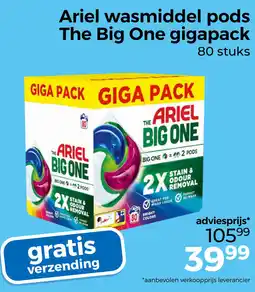 Trekpleister Ariel wasmiddel pods the big one gigapack aanbieding