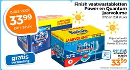 Trekpleister Finish vaatwastabletten power en quantum jaarvolume aanbieding