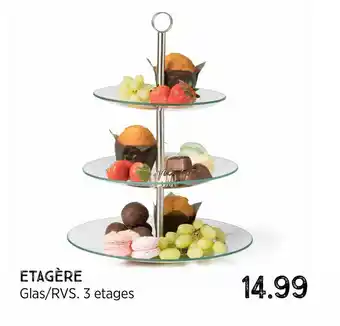 Xenos Etagere Glas/RVS. 3 etages aanbieding