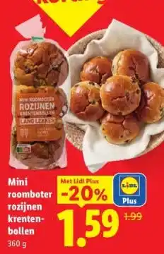 Lidl Mini roomboter rozijnen krenten- bollen aanbieding