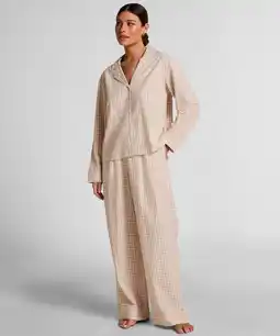 Hunkemoller Hunkemöller Dobby Pyjamabroek van Geweven Katoen Beige aanbieding