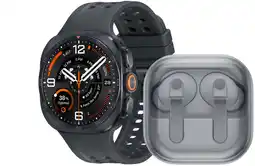 Coolblue Samsung Galaxy Watch Ultra 2 5G Titanium Zwart 47mm + Samsung Galaxy Buds4 Pro Wit aanbieding