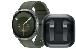 Coolblue Samsung Galaxy Watch 9 Zilver/Groen 44mm + Samsung Galaxy Buds4 Zwart aanbieding