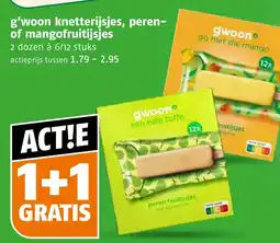 Poiesz g'woon knetterijsjes, peren- of mangofruitijjsjes aanbieding