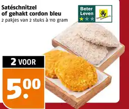 Poiesz Satéschnitzel of gehakt cordon bleu aanbieding