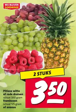 Nettorama Pitloze witte of rode druiven, frambozen of ananas aanbieding