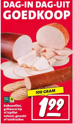 Nettorama Kalkoenfilet, grillworst kip of kipfilet aanbieding