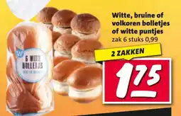 Nettorama Witte, bruine of volkoren bolletjes of witte puntjes aanbieding
