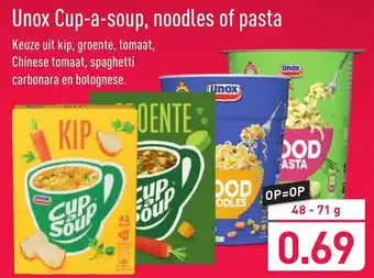 ALDI Unox Cup a Soup, noodles of pasta48-71g aanbieding