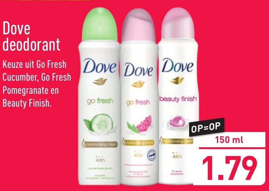 Dove deodorant 150ml aanbieding bij ALDI