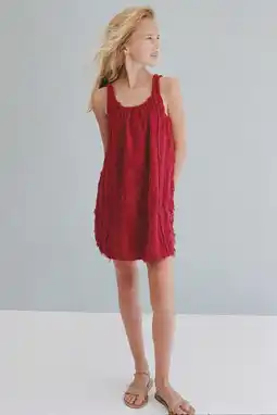 Wehkamp Mango Kids gehaakte A-lijn jurk - rood aanbieding