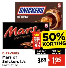 Vomar Voordeelmarkt DIEPVRIES Mars of Snickers IJs aanbieding
