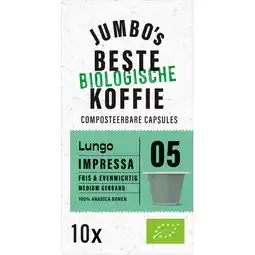 Jumbo Jumbo's Biologische Koffiecups 05 Lungo Impressa 10 Stuks aanbieding