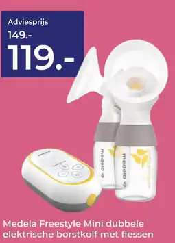 Prenatal Medela Freestyle Mini dubbele elektrische borstkolf met flessen aanbieding