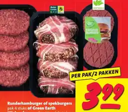 Nettorama Runderhamburger of spekburgers of Green Earth Kitchen burgers aanbieding