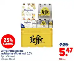 Makro Leffe of Hoegaarden multipacks of krat incl. 0.0% aanbieding