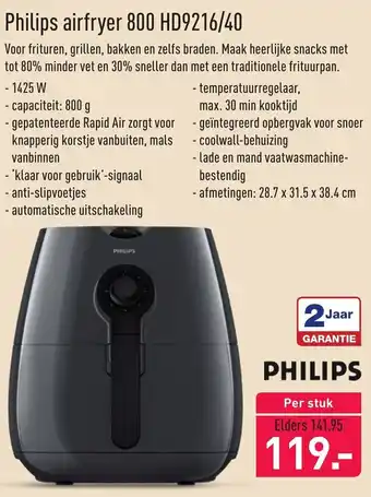 ALDI Philips airfryer 800 HD9216/40 aanbieding