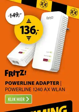 Expert Fritz! Powerline 1240 AX WLAN aanbieding