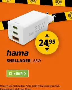 Expert Hama Fast Charger 2x USB-C PD 1x USB-A QC Mini-Charger 65 W Wit aanbieding