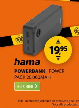 Expert Hama Power Pack 20.000mAh 3 Uitgangen: 2X USB-C 1X USB-A Zwart aanbieding