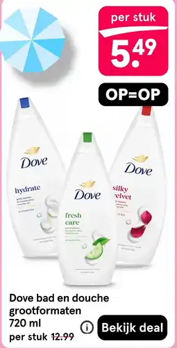 Etos Dove bad en douche grootformaten 720 ml aanbieding