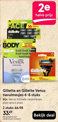 Etos Gillette en Gillette Venus navulmesjes 6-8 stuks aanbieding