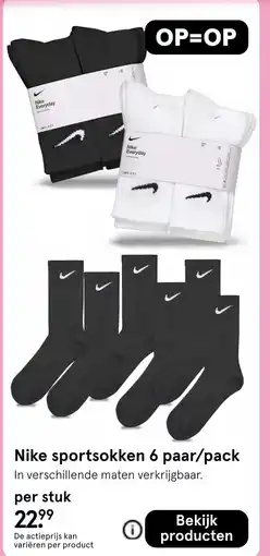 Etos Nike sportsokken 6 paar/pack aanbieding