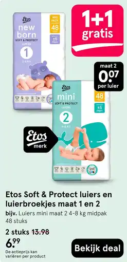 Etos Etos Soft & Protect luiers en luierbroekjes maat 1 en 2 aanbieding