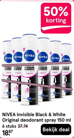 Etos NIVEA Invisible Black & White Original deodorant spray 150 ml aanbieding