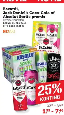 Coop Bacardi, Jack Daniel's Coca-Cola of Absolut Sprite premix aanbieding