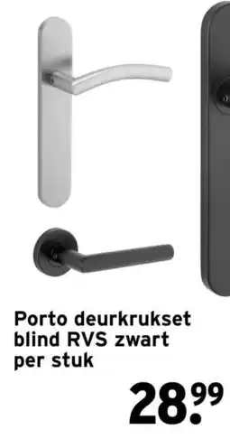 GAMMA Porto deurkrukset blind RVS zwart aanbieding