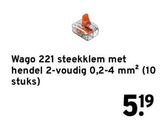 GAMMA Wago 221 steekklem met hendel 2-voudig 0,2-4 mm² aanbieding