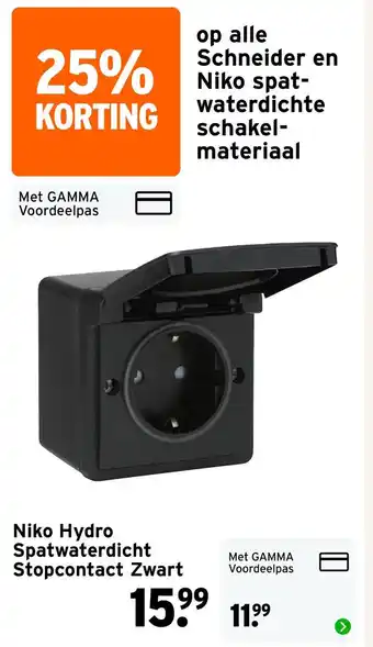 GAMMA Niko hydro spatwaterdicht stopcontact zwart aanbieding