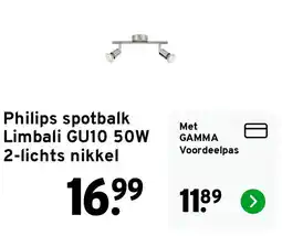 GAMMA Philips spotbalk Limbali GU10 50W aanbieding