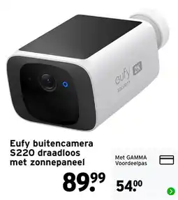 GAMMA Eufy buitencamera S220 draadloos met zonnepaneel aanbieding