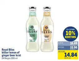 Makro Royal Bliss bitter lemon of ginger beer krat aanbieding